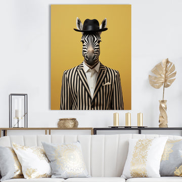 Chic Zebra suit - Yellow Zebra Fashion Wall Art
